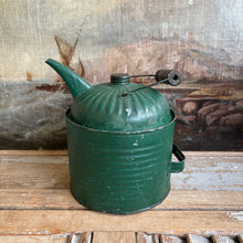 Load image into Gallery viewer, Vintage Green Metal Oil Can with Wooden Handle