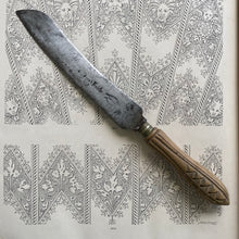 Load image into Gallery viewer, Antique Carved Wood Bread Knife with Wheat Sheaf Handle - England