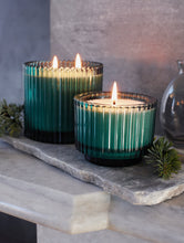 Load image into Gallery viewer, Roland Pine Forest Green Ribbed Glass Candle by Soap and Paper Factory