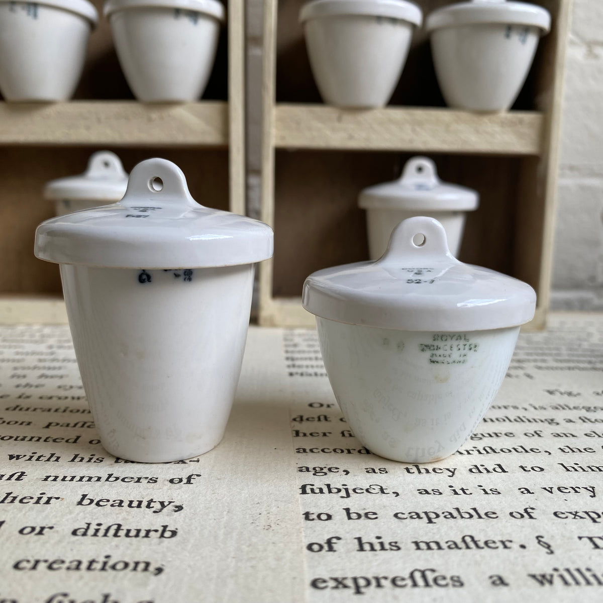 Vintage Porcelain Crucibles with Lids Blackbird Vintage Finds