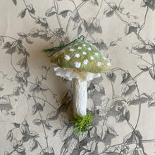 Load image into Gallery viewer, Handmade Spun Cotton Mushroom Ornaments - Green by Karat + Clover in Toronto