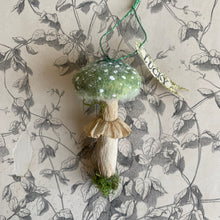 Load image into Gallery viewer, Handmade Spun Cotton Mushroom Ornaments - Green by Karat + Clover in Toronto