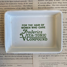 Load image into Gallery viewer, Vintage Porcelain Enamel Advertising Barber Tray for Frederics Vita-Tonic Compound