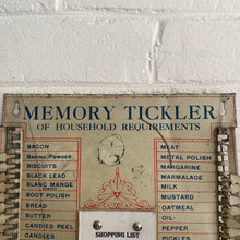 Load image into Gallery viewer, Original Antique Memory Tickler of Household Requirements Tin Sign