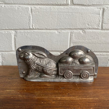 Load image into Gallery viewer, Antique Rabbit Pulling Cart of Eggs Chocolate Mold #12 Made in New York