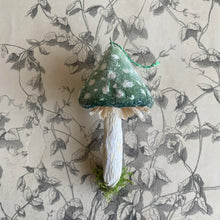 Load image into Gallery viewer, Handmade Spun Cotton Mushroom Ornaments - Green by Karat + Clover in Toronto
