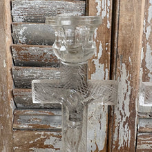 Load image into Gallery viewer, Pair of Antique Glass Crucifix Candlestick Holders
Early 20th Century