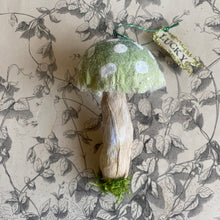 Load image into Gallery viewer, Handmade Spun Cotton Mushroom Ornaments - Green by Karat + Clover in Toronto