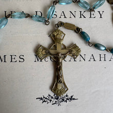 Load image into Gallery viewer, Antique French Sky Blue Glass Rosary c1900-1920