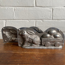 Load image into Gallery viewer, Antique Rabbit Pulling Cart of Eggs Chocolate Mold #12 Made in New York