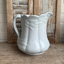 Load image into Gallery viewer, Antique White Ironstone Pitcher / Jug (Wheat & Garland Motif)