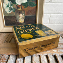 Load image into Gallery viewer, Vintage 1930s Oxade Brand Lemonade Advertising Tin - Oxo - Shop Counter Display Tin