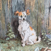 Load image into Gallery viewer, Antique Dog Print in Tramp Art Frame