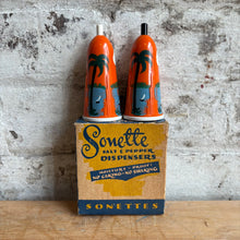 Load image into Gallery viewer, Vintage Sonette Salt + Pepper Dispenser Set c1940s