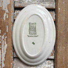 Load image into Gallery viewer, Antique Oval Ironstone Dish - Pink Roses & Cobalt Art Deco Border - 1920s Restaurant Ware