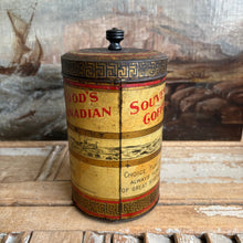 Load image into Gallery viewer, Antique Wood’s Canadian Souvenir Coffee Tin c1890-1910