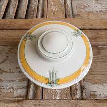 Load image into Gallery viewer, Vintage Covered Ironstone Sugar Bowl – Art Deco Trim