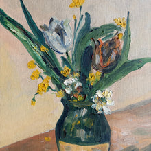 Load image into Gallery viewer, Vintage Tulip Still Life Oil Painting - Original Floral on Canvas Board