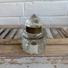 Load image into Gallery viewer, Antique Victorian Cut Crystal Inkwell with Brass Hinged Lid