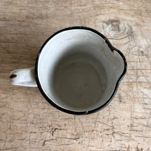 Load image into Gallery viewer, Rare Antique 1930s Black & White Whisky Enamel Advertising Jug – Jas. Buchanan & Co.