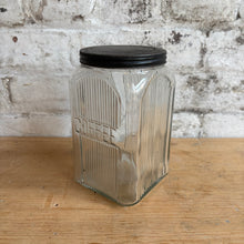 Load image into Gallery viewer, Vintage Ribbed Glass Coffee Canister with Metal Lid c1930s