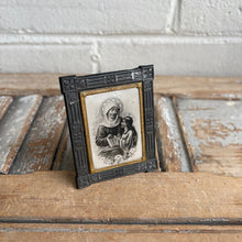 Load image into Gallery viewer, Antique Cast Metal Religious Frame with Madonna Devotional Print (c.1900)
