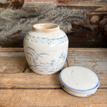 Load image into Gallery viewer, Vintage Blue & White Hand-Painted Ginger Jar with Lid