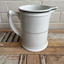Load image into Gallery viewer, Vintage White Ironstone Pitcher with Green Stripe