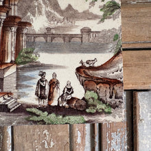 Load image into Gallery viewer, Antique Transferware Landscape Tile – Romantic Ruins Scene c1880-1900
