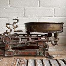 Load image into Gallery viewer, Antique Brass Balance Scale with Copper Bowl c.1900