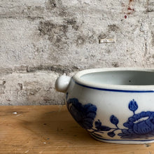 Load image into Gallery viewer, Vintage Blue & White Floral Porcelain Bowl with Knob Handles