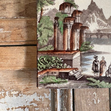 Load image into Gallery viewer, Antique Transferware Landscape Tile – Romantic Ruins Scene c1880-1900