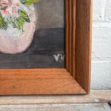 Load image into Gallery viewer, Vintage Small Floral Oil Painting - Pink Carnations in Vase - Impasto Original in Wood Frame