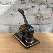 Load image into Gallery viewer, Antique Victorian Cast Iron Desk Embosser with Gold Floral Tole Paint