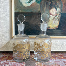 Load image into Gallery viewer, Antique French Perfume Bottle with Gold Gilt Design c1920