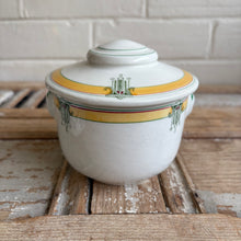 Load image into Gallery viewer, Vintage Covered Ironstone Sugar Bowl – Art Deco Trim