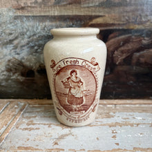 Load image into Gallery viewer, Antique “Dune Fresh Cream” Stoneware Pot – Stranraer Dairy Advertising Jar
