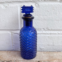 Load image into Gallery viewer, Antique Cobalt Blue Poison Bottle - Diamond Pattern with POISON Stopper