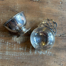 Load image into Gallery viewer, Vintage Silver Plate Tea Strainer + Original Drip Bowl - 2 Piece Set
