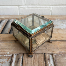 Load image into Gallery viewer, Antique French Glass Jewellery Casket Box c1890