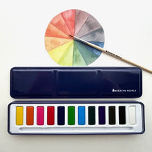 Load image into Gallery viewer, Watercolour Paint Set - 12 Artist Grade Colours and Wood Brush