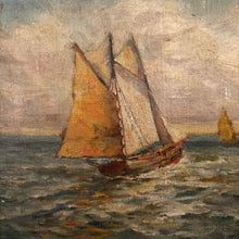 Load image into Gallery viewer, Antique Sailing Ship Oil Painting | Framed Seascape with Schooner