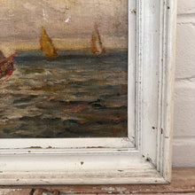 Load image into Gallery viewer, Antique Sailing Ship Oil Painting | Framed Seascape with Schooner