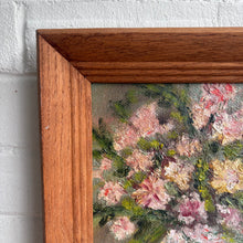 Load image into Gallery viewer, Vintage Small Floral Oil Painting - Pink Carnations in Vase - Impasto Original in Wood Frame