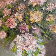 Load image into Gallery viewer, Vintage Small Floral Oil Painting - Pink Carnations in Vase - Impasto Original in Wood Frame