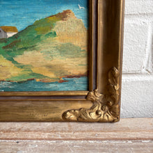 Load image into Gallery viewer, Vintage Lighthouse Oil Painting in Ornate Gilt Frame - Coastal Folk Art