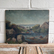 Load image into Gallery viewer, Antique French Oil on Board - Normandy River to Sea Landscape c.1900