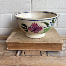Load image into Gallery viewer, Antique Spongeware Floral Bowl with Footed Base