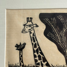 Load image into Gallery viewer, Mid-Century Original Framed Woodcut “The Giraffe” by Laurence Donovan
