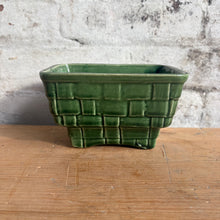 Load image into Gallery viewer, Vintage Mid-Century Forest Green Basketweave Planter